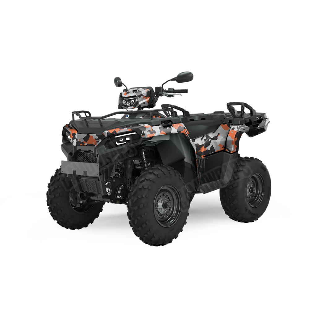 Large Cumulus Orange Tiger ATV Camo Vinyl Wrap