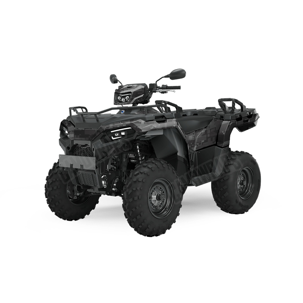 Large Digital Elite Black Camo ATV Vinyl Wrap
