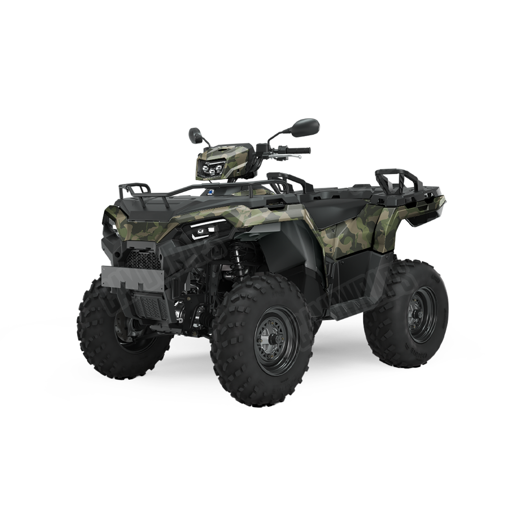 Large Ragged Army Green ATV Camo Vinyl Wrap
