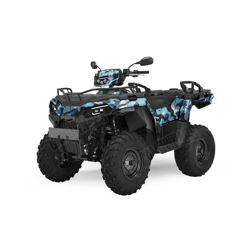 Large Ragged Baby Blue Camo ATV Vinyl Wrap