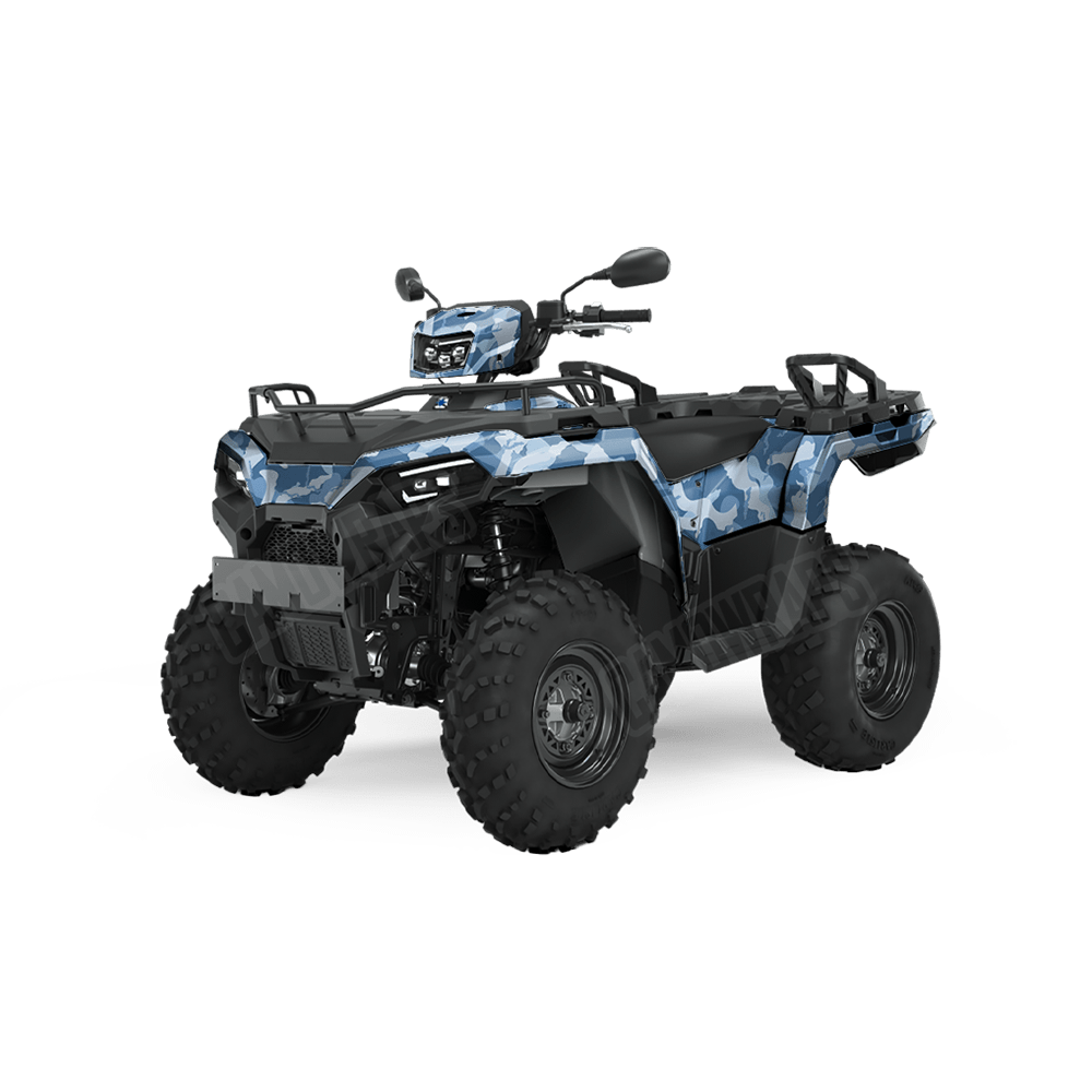 Large Ragged Cool Blue Camo ATV Vinyl Wrap