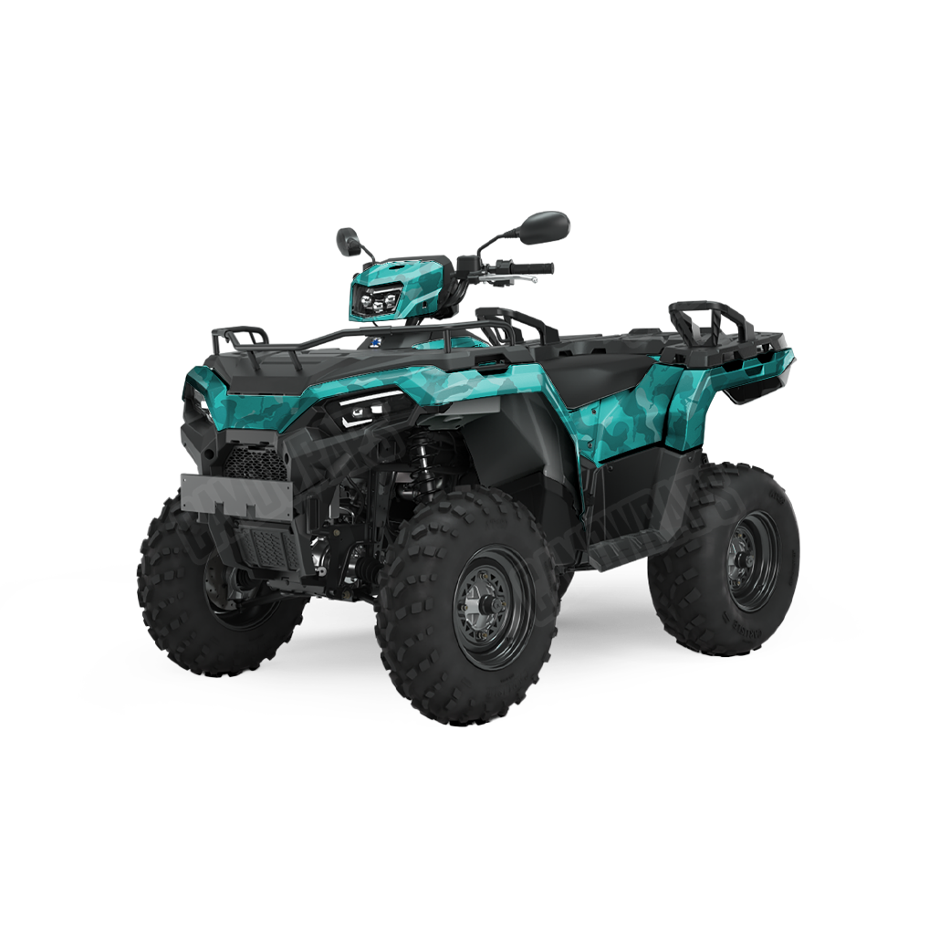 Large Ragged Elite Tiffany Blue ATV Camo Vinyl Wrap