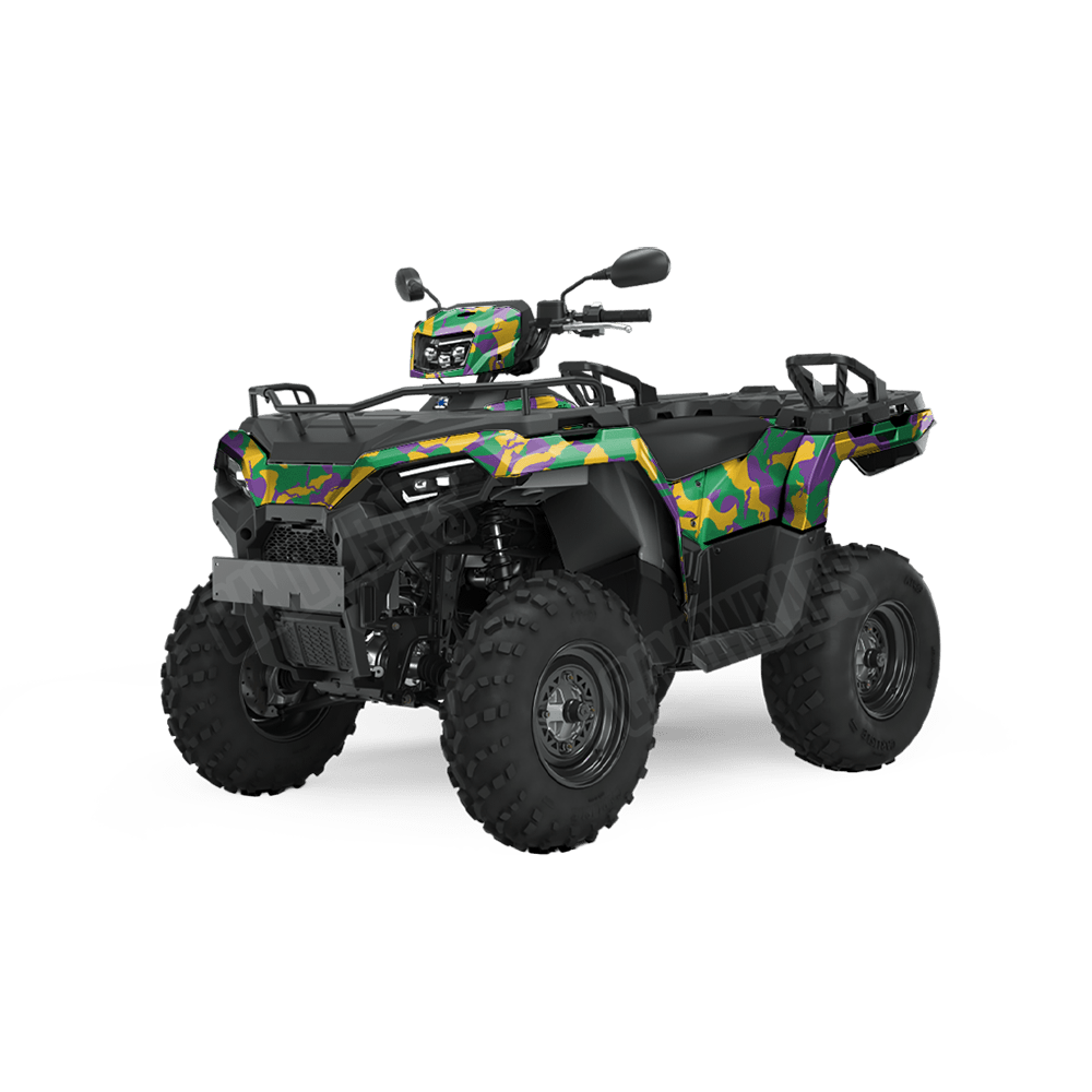 Large Ragged Mardi Gras Camo ATV Vinyl Wrap