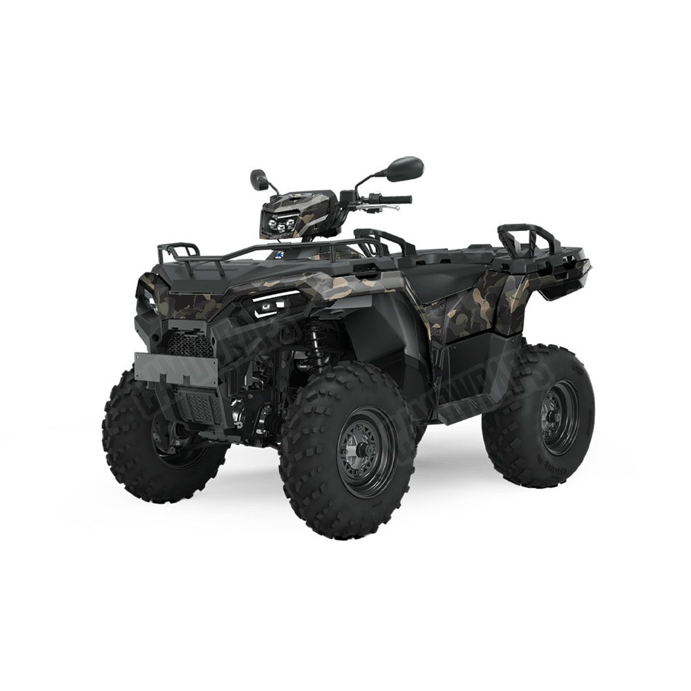 Large Ragged Militant Charcoal Camo ATV Vinyl Wrap