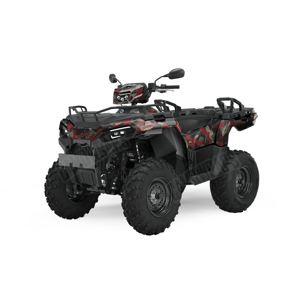 Large Ragged Militant Red Camo ATV Vinyl Wrap
