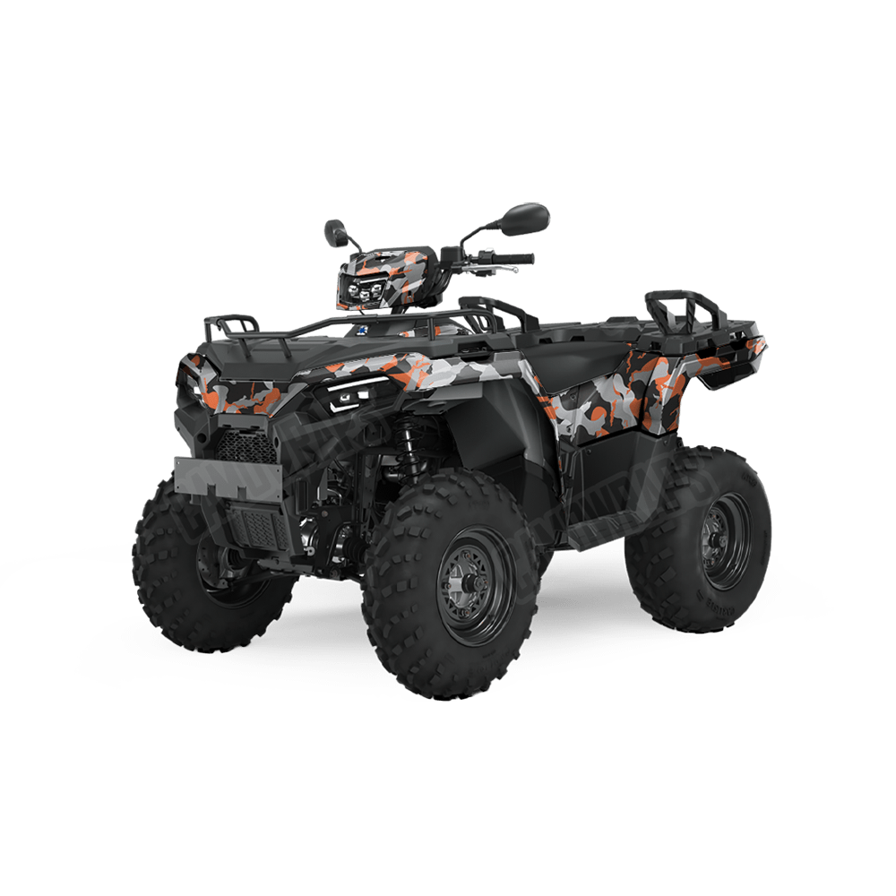 Large Ragged Orange Tiger Camo ATV Vinyl Wrap