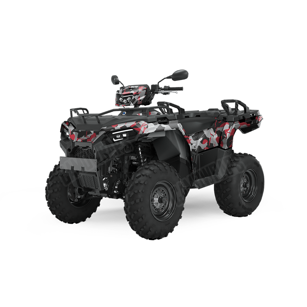 Large Ragged Red Tiger Camo ATV Vinyl Wrap