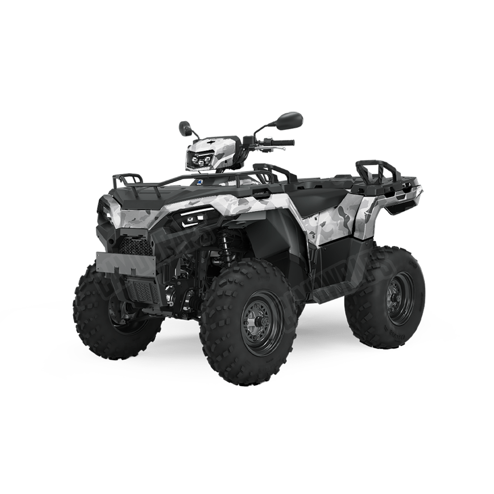 Large Ragged Snow Camo ATV Vinyl Wrap
