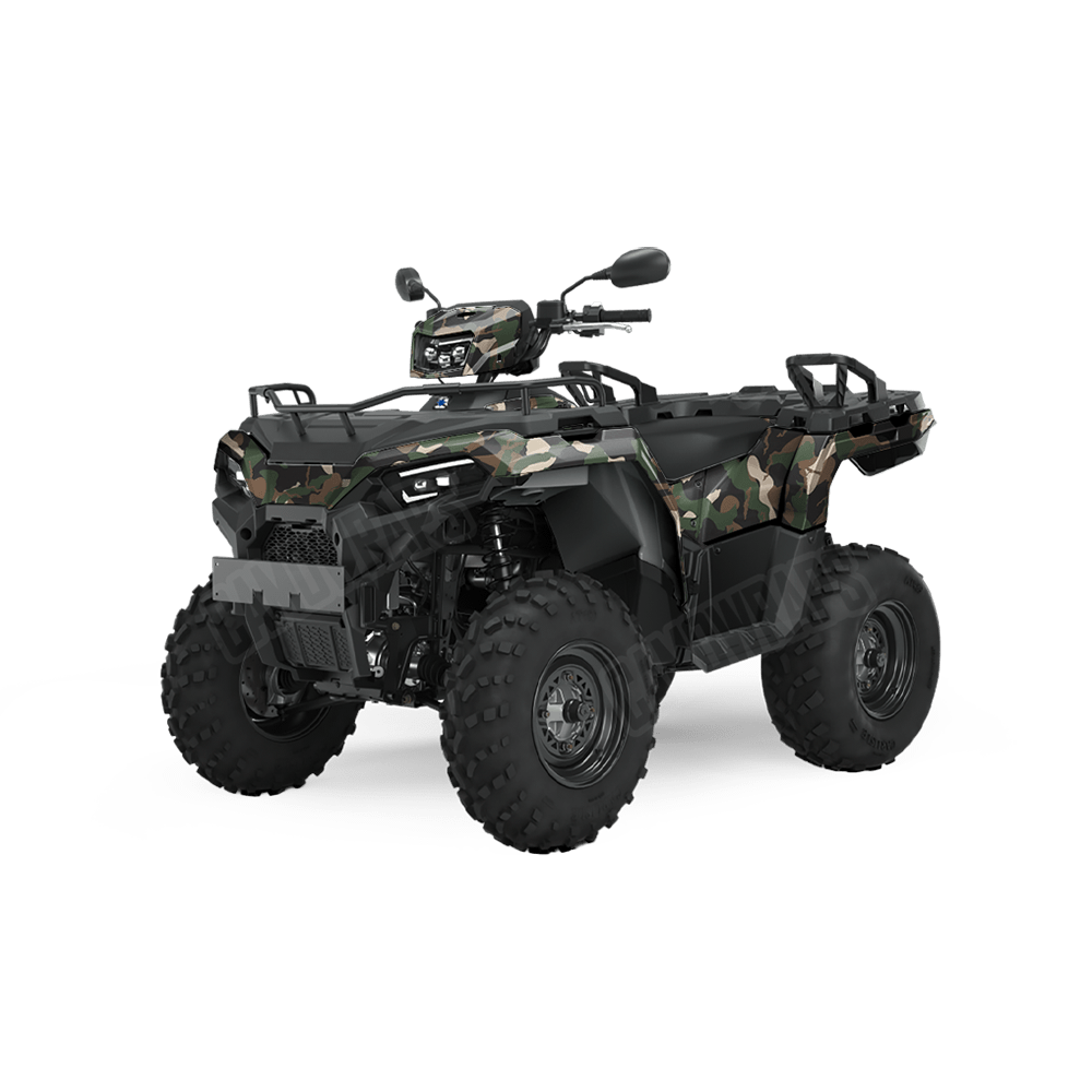 Large Ragged Woodland Camo ATV Vinyl Wrap