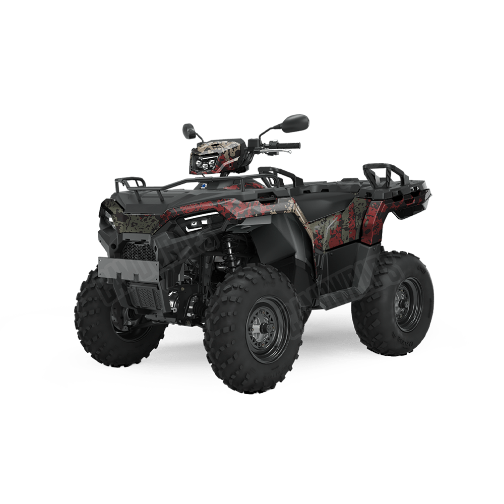 Pasted Militant Red Camo ATV Vinyl Wrap