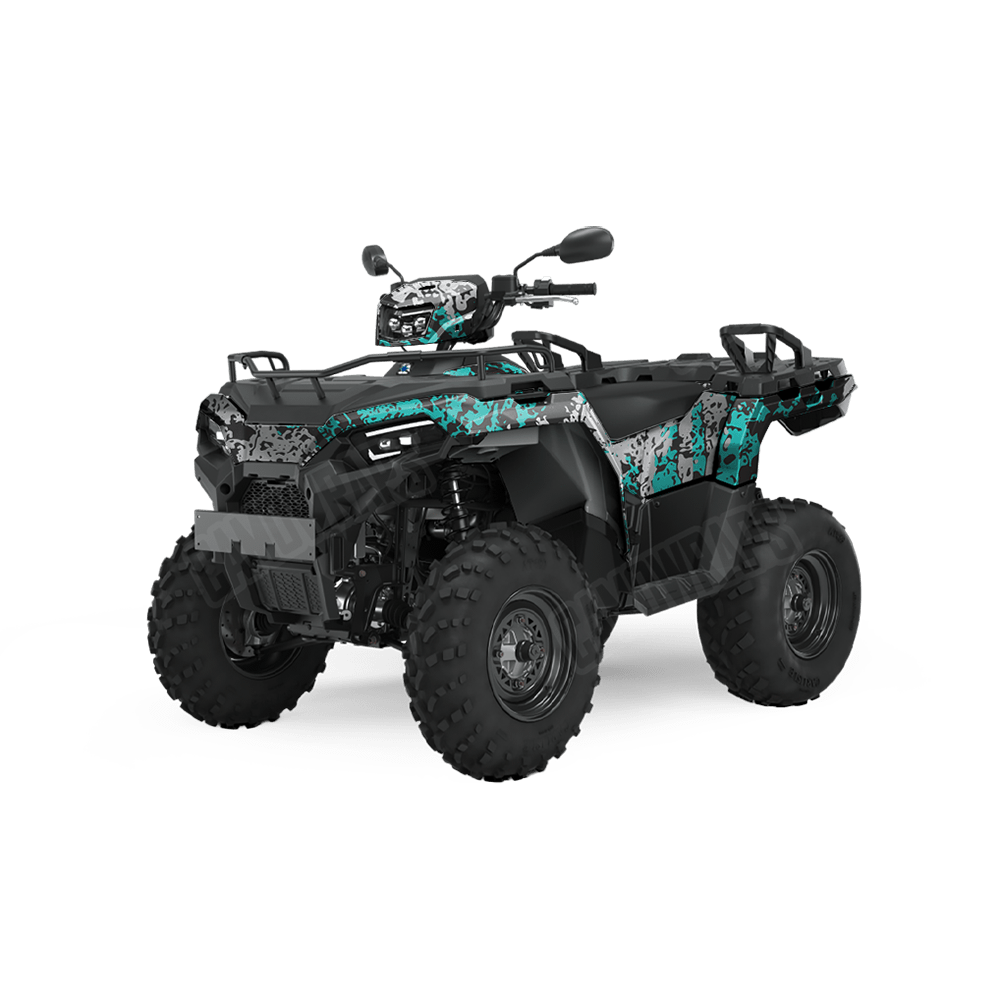 Pasted Tiffany Blue Tiger Camo ATV Vinyl Wrap