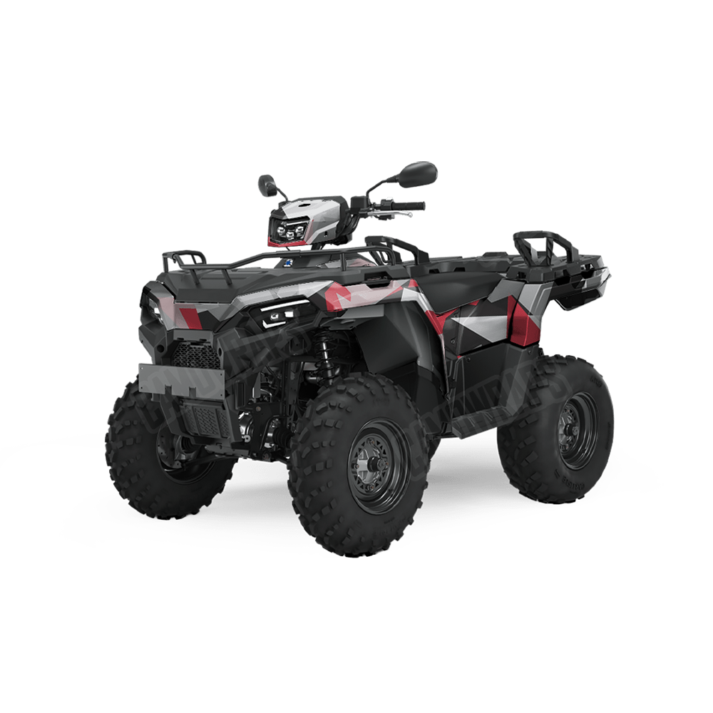 Shattered Red Tiger Camo ATV Vinyl Wrap