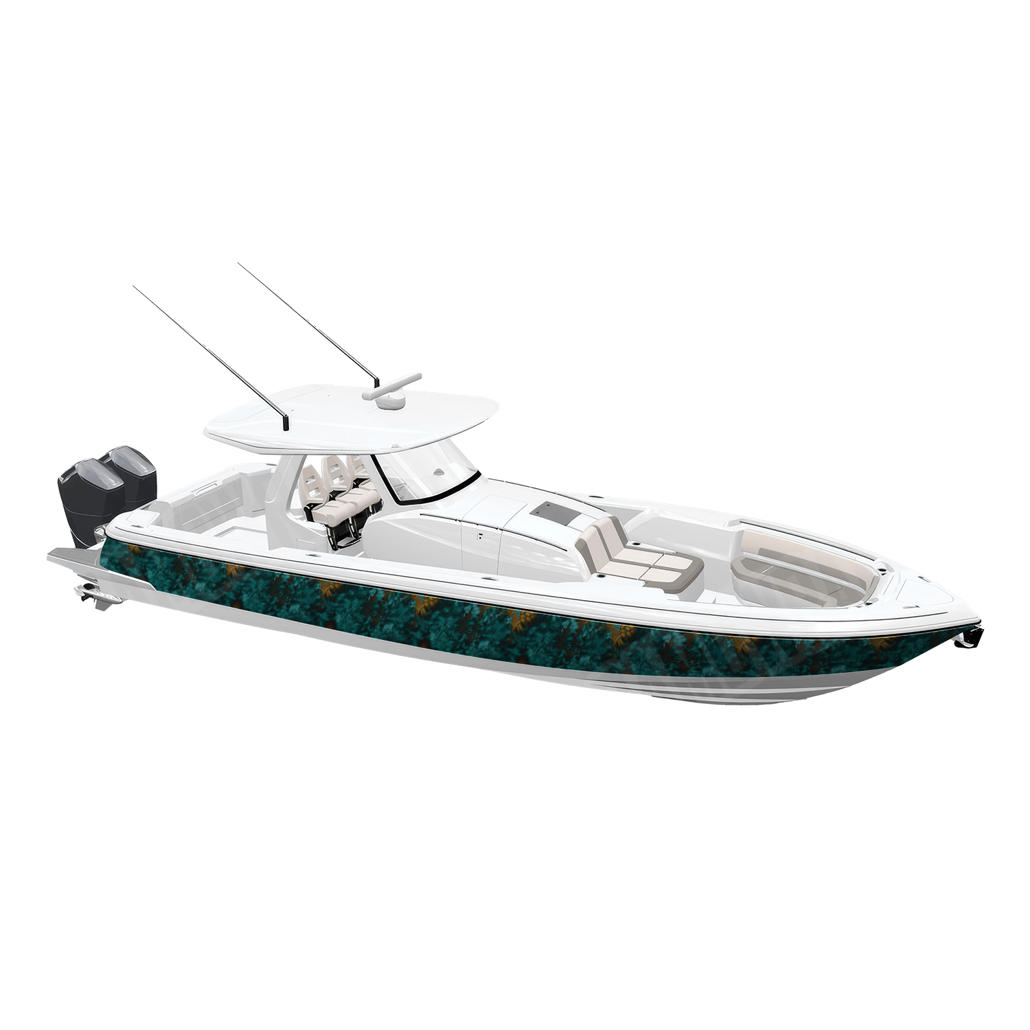 Kryptek Turquoise Camo Boat Vinyl Wrap