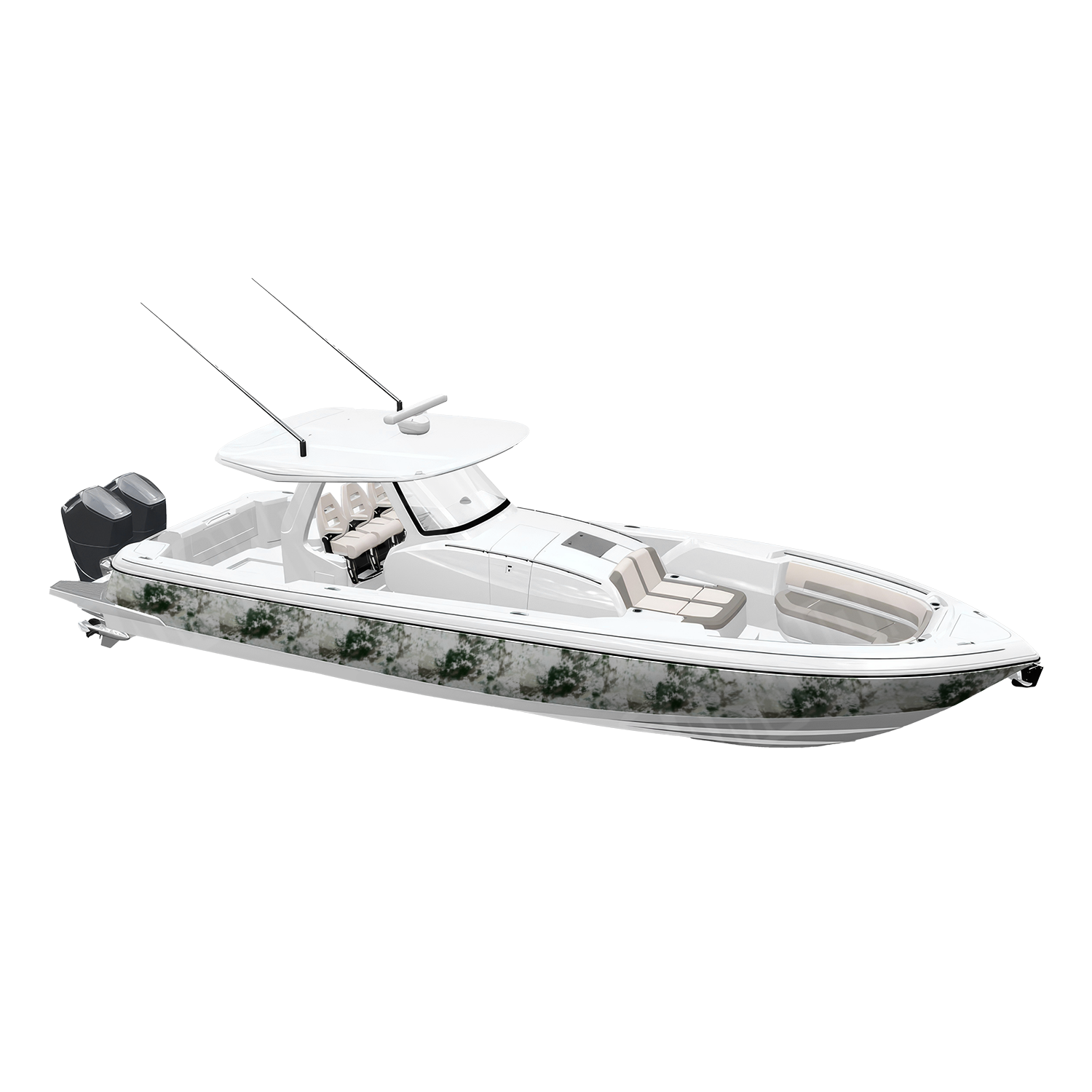 Substrate Snow Spruce Camo Boat Vinyl Wrap