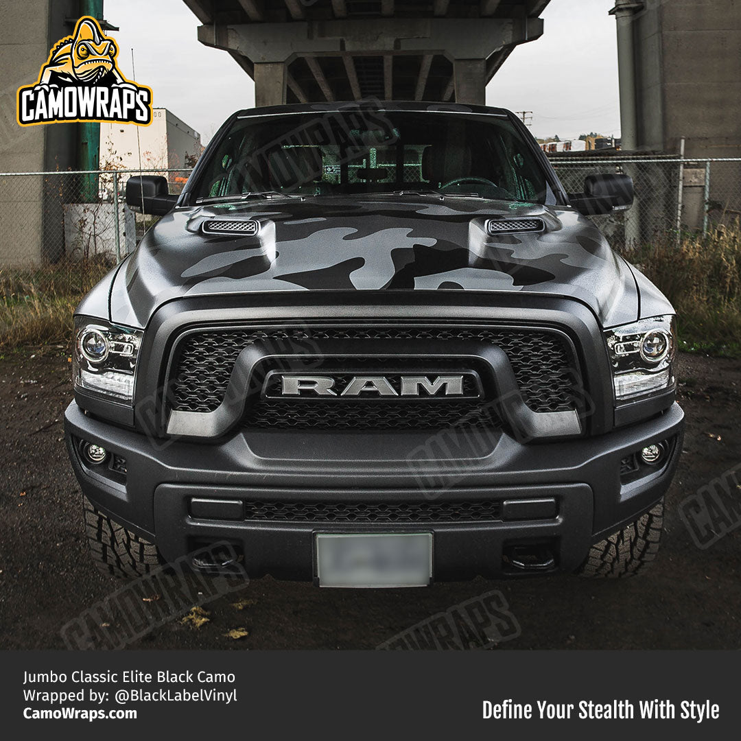 black camo ram truck wrap