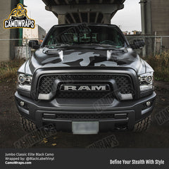 black camo ram truck wrap