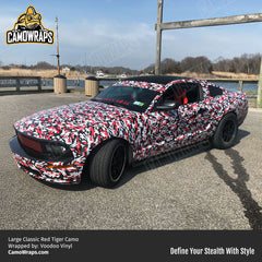 red camo mustang wrap