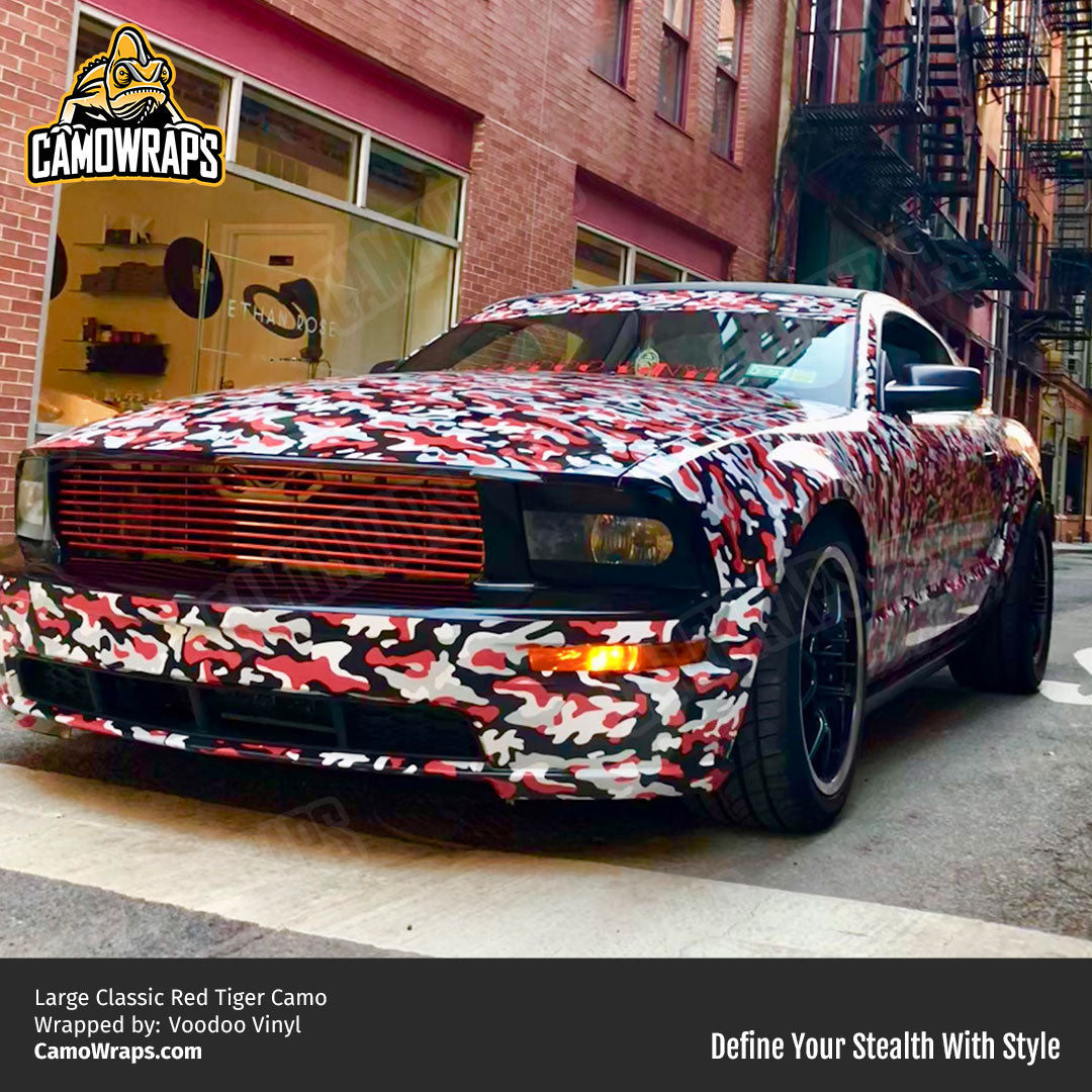 red camo mustang wrap