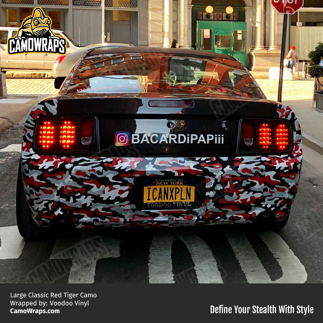 red camo mustang wrap