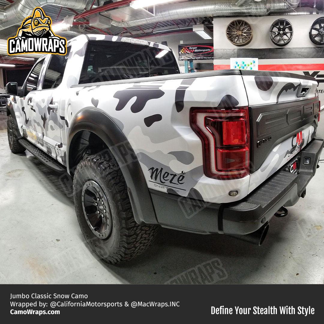 white camo truck wrap