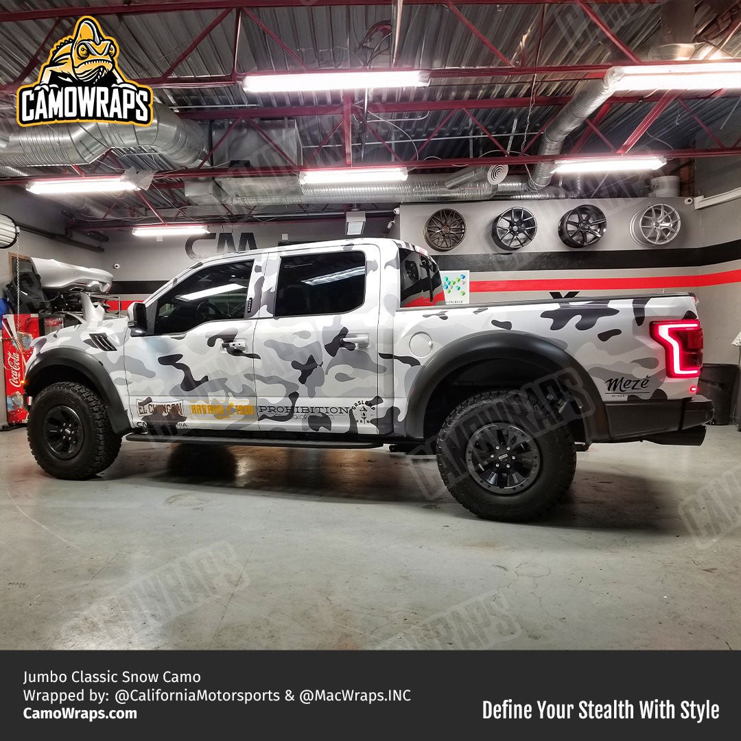 white camo truck wrap