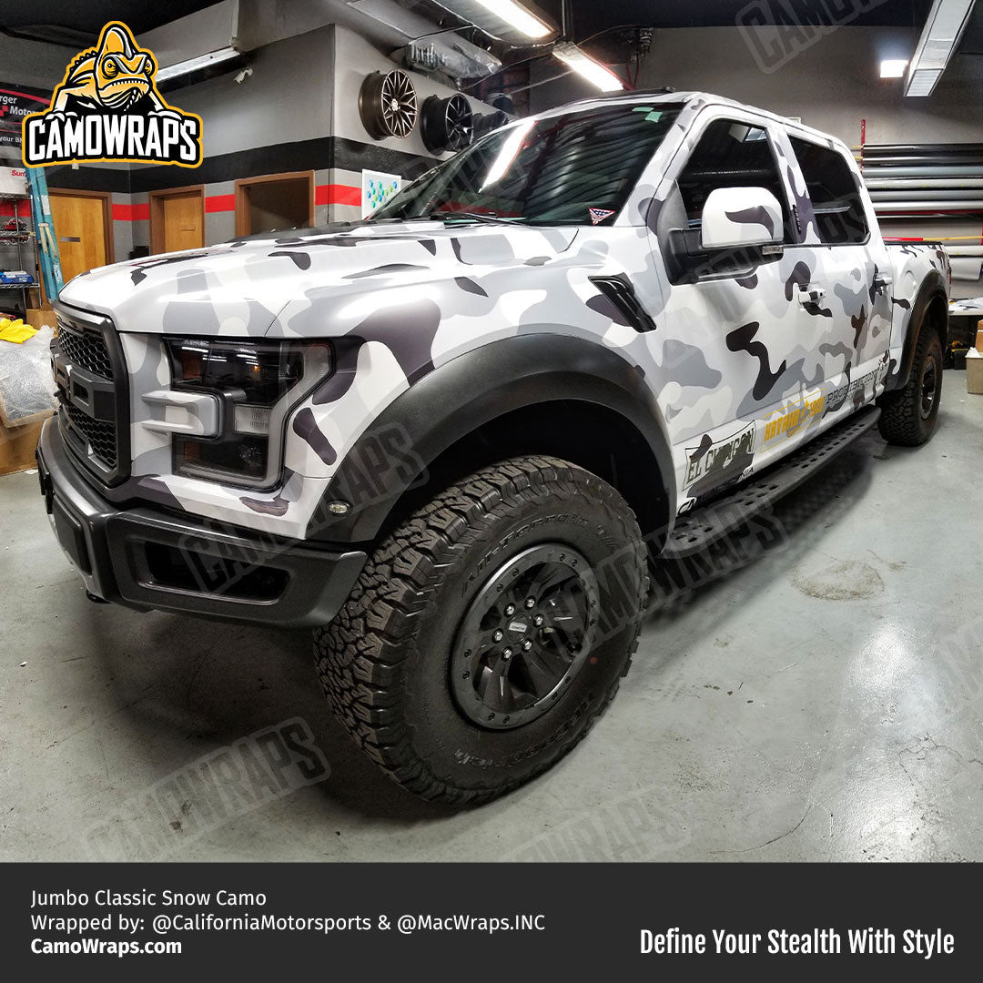 white camo truck wrap