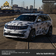 white camo suv wrap