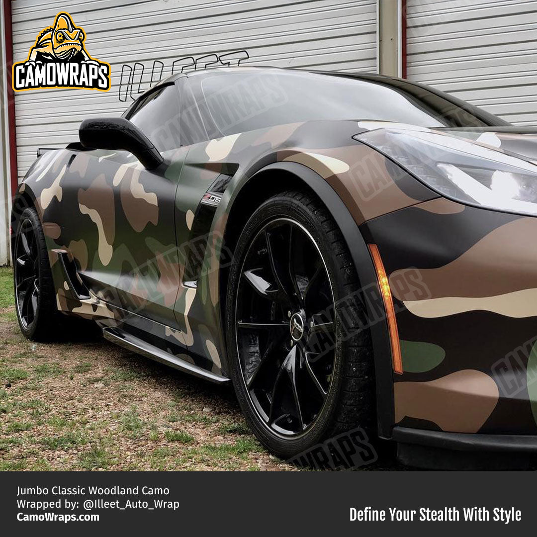 woodland camo corvette wrap