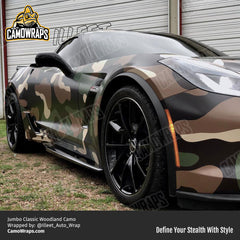 woodland camo corvette wrap