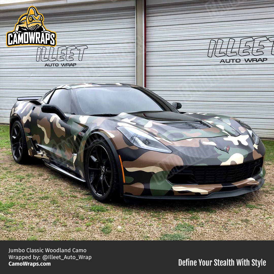 woodland camo corvette wrap