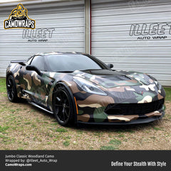 woodland camo corvette wrap