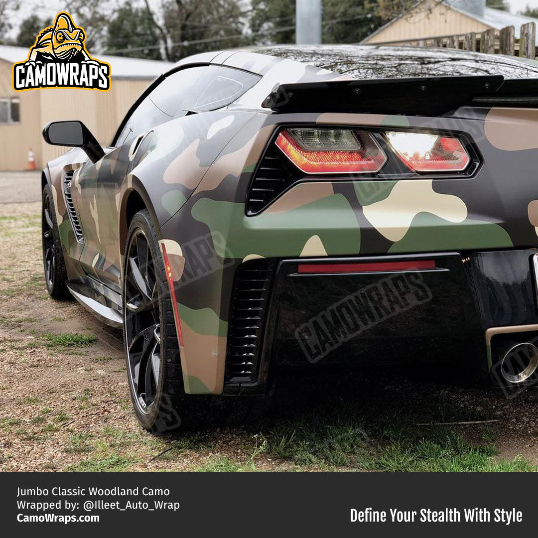 woodland camo corvette wrap