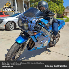 blue digital camo motorcycle wrap