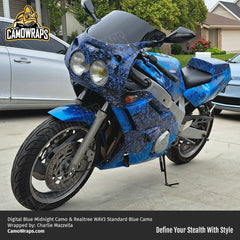 blue digital camo motorcycle wrap