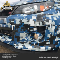 blue digital camo car wrap