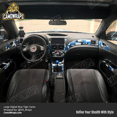 blue digital camo car interior wrap