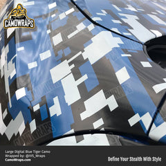 blue digital camo car wrap