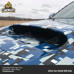 blue digital camo car wrap