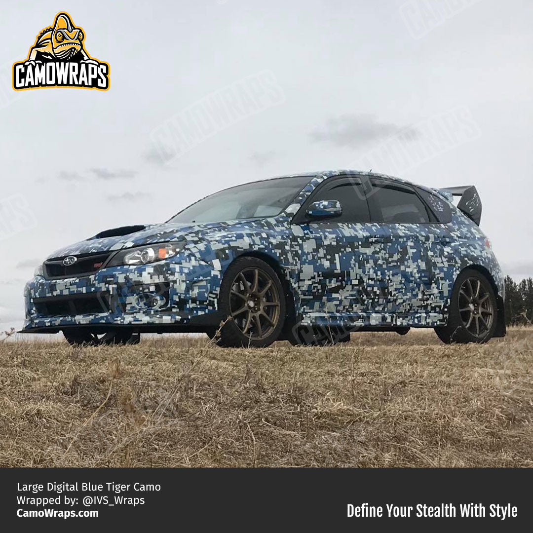 blue digital camo subaru wrap