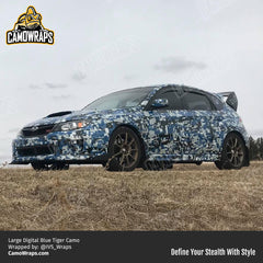 blue digital camo subaru wrap