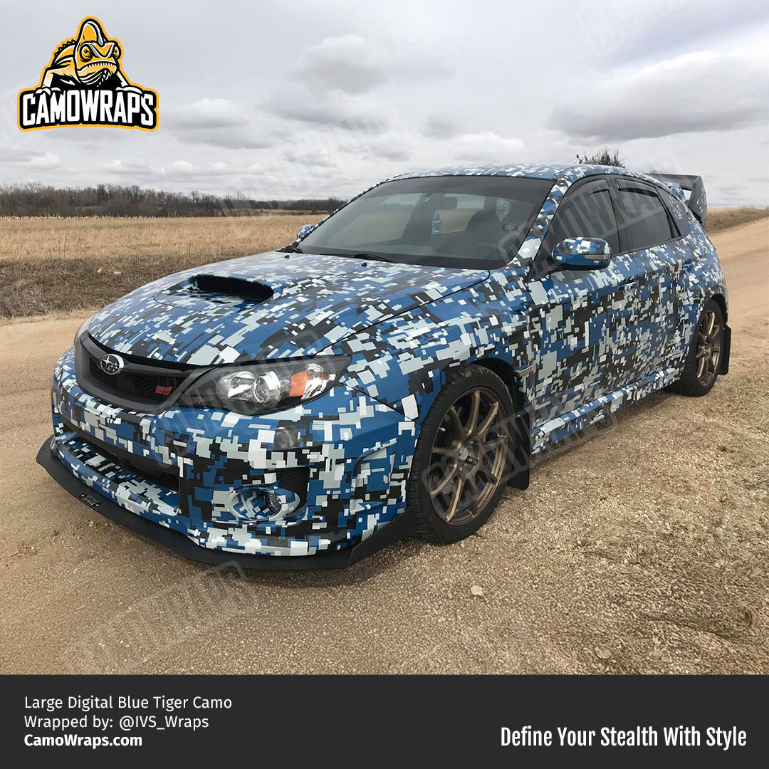 blue digital camo subaru wrap
