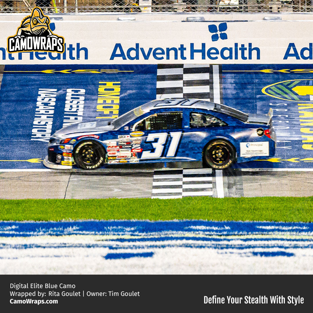 blue digital camo car wrap