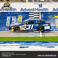 blue digital camo car wrap