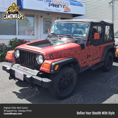 red digital camo jeep wrap