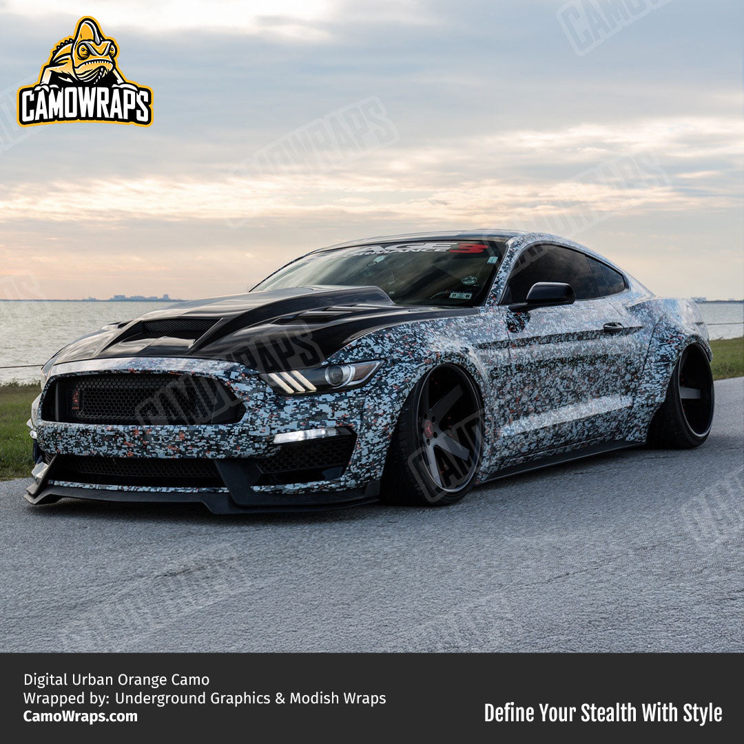 digital camo mustang wrap