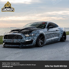 digital camo mustang wrap