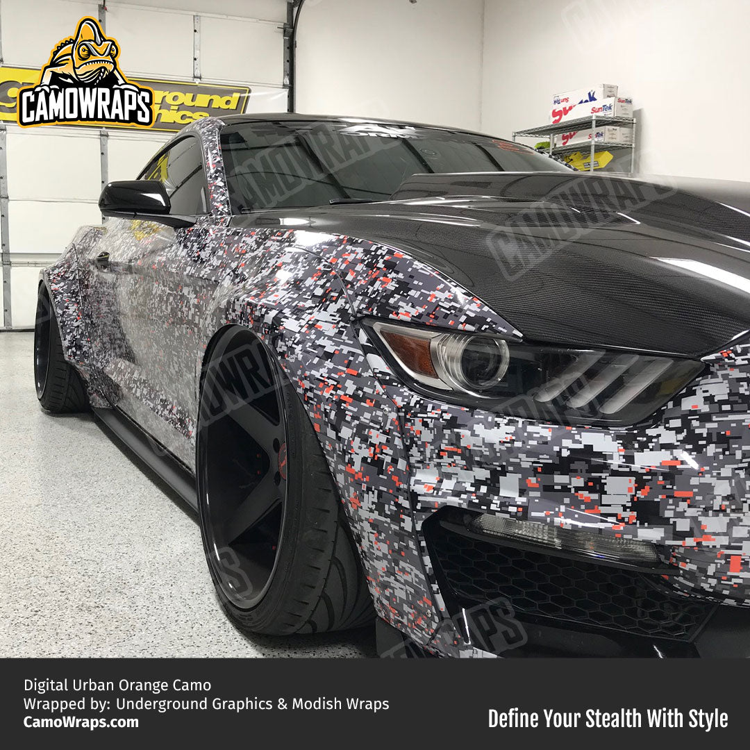 digital camo mustang wrap