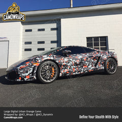 orange digital camo lambo wrap