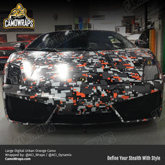 orange digital camo lambo wrap