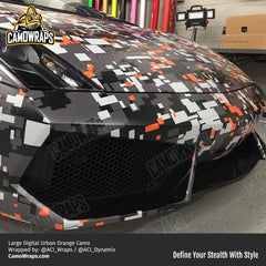 orange digital camo lambo wrap